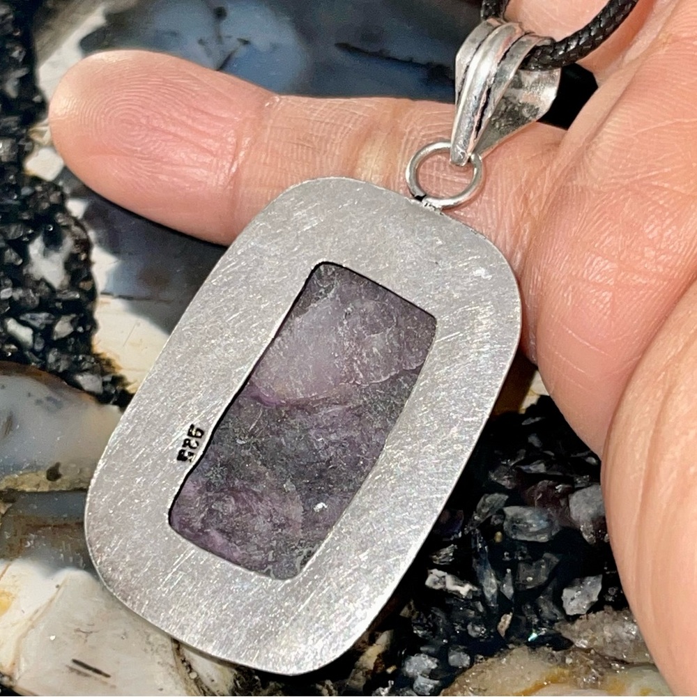 Rectangular Shape Charoite Pendant 2 1/4” - Picture 10 of 12